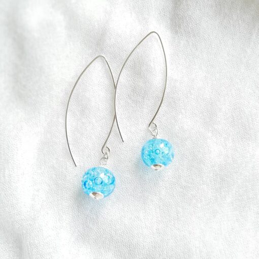Boucles d'oreilles Ile d'Arz grand modèle bleu lagon Les Perles du Golfe du Morbihan