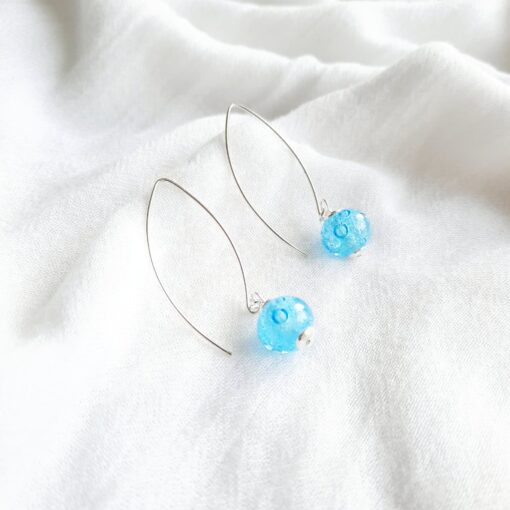 Boucles d'oreilles Ile d'Arz grand modèle bleu lagon Les Perles du Golfe du Morbihan