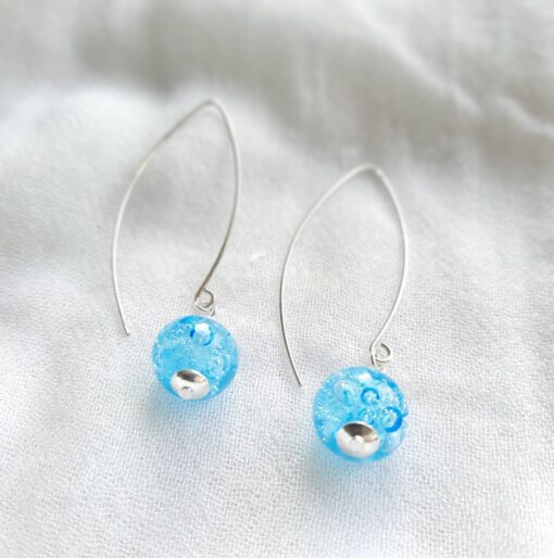 Boucles d'oreilles Ile d'Arz grand modèle bleu lagon Les Perles du Golfe du Morbihan