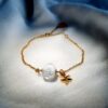 Bracelet doré Belle Ile Perle bulles blanches Les Perles du Golfe du Morbihan
