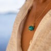 Les Perles du Golfe du Morbihan LouPi Verre Collier Ile d'Arz doré turquoise intense