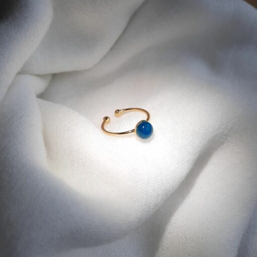 Bague dorée Belle Ile en Mer bleu canard