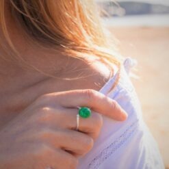 Les Perles du Golfe du Morbihan LouPi Verre Bague Ile aux Moines vert bouteille bulles