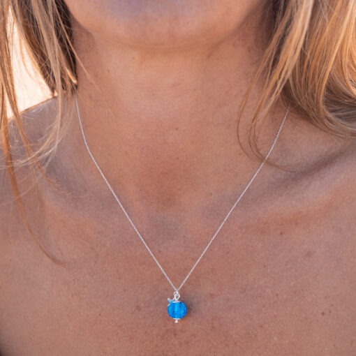 Les Perles du Golfe du Morbihan LouPi Verre Collier Ile d'Arz Bulles azur