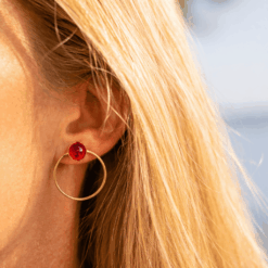 Les Perles du Golfe du Morbihan LouPi Verre Créoles dorées cerise