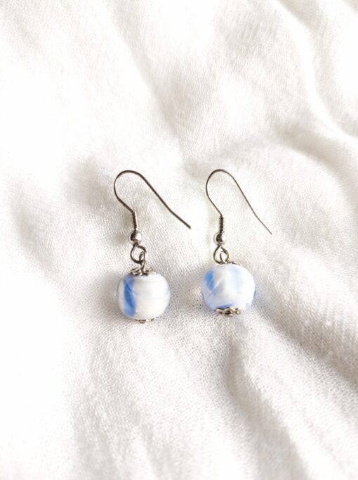 Les Perles du Golfe du Morbihan LouPi Verre Boucles d'oreilles Crépuscule