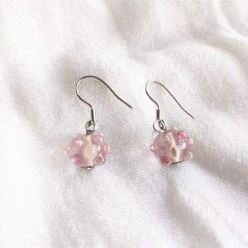 Les Perles du Golfe du Morbihan LouPi Verre Boucles d'oreilles Mélodie