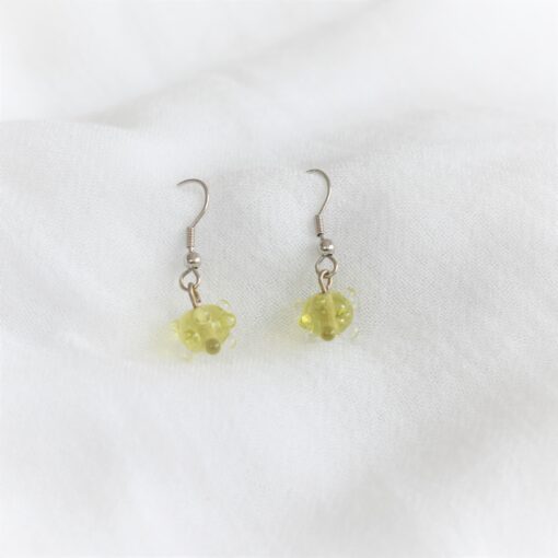 Boucles d'oreilles verte citronnée Les Perles du Golfe du Morbihan