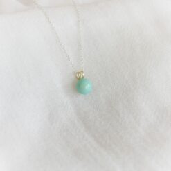 Collier perle bleu vert amande Les Perles du Golfe du Morbihan
