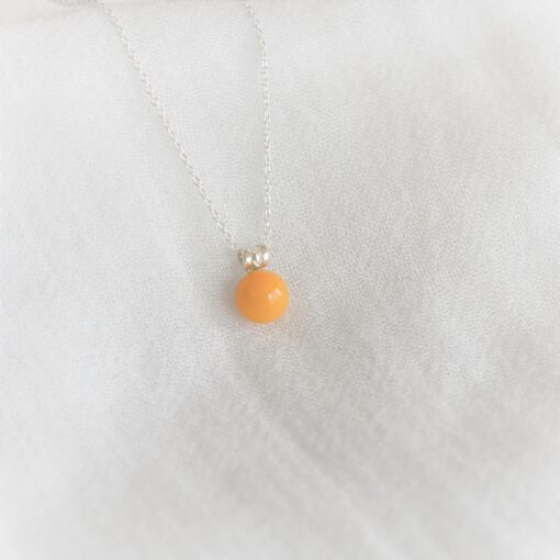 Collier perle jaune tournesol opaque Les Perles du Golfe du Morbihan