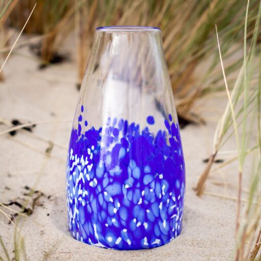 Atelier LouPi Verre Vase Hoedic bleu blanc