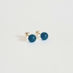 Clous oreilles bleu canard atelier LouPi Verre les Perles du Golfe du Morbihan