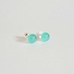 Clous oreilles vert d'eau atelier LouPi Verre les Perles du Golfe du Morbihan