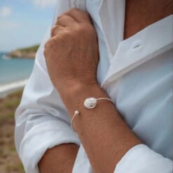 Bracelet Ile aux Moines blanc Les Perles du Golfe du Morbihan Atelier LouPi Verre