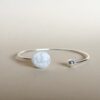 Bracelet Ile aux Moines blanc Les Perles du Golfe du Morbihan Atelier LouPi Verre