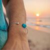 Bracelet Ile aux Moines turquoise Les Perles du Golfe du Morbihan Atelier LouPi Verre