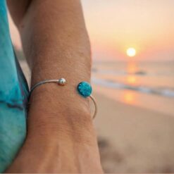 Bracelet Ile aux Moines turquoise Les Perles du Golfe du Morbihan Atelier LouPi Verre