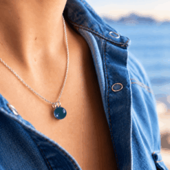 Collier perle Bleu canard